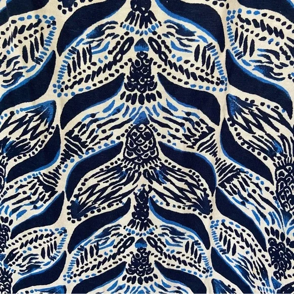 Lilly Pulitzer 100% Pima Cotton Blue Floral Waves Print along Maxi Dress Medium - Picture 6 of 8